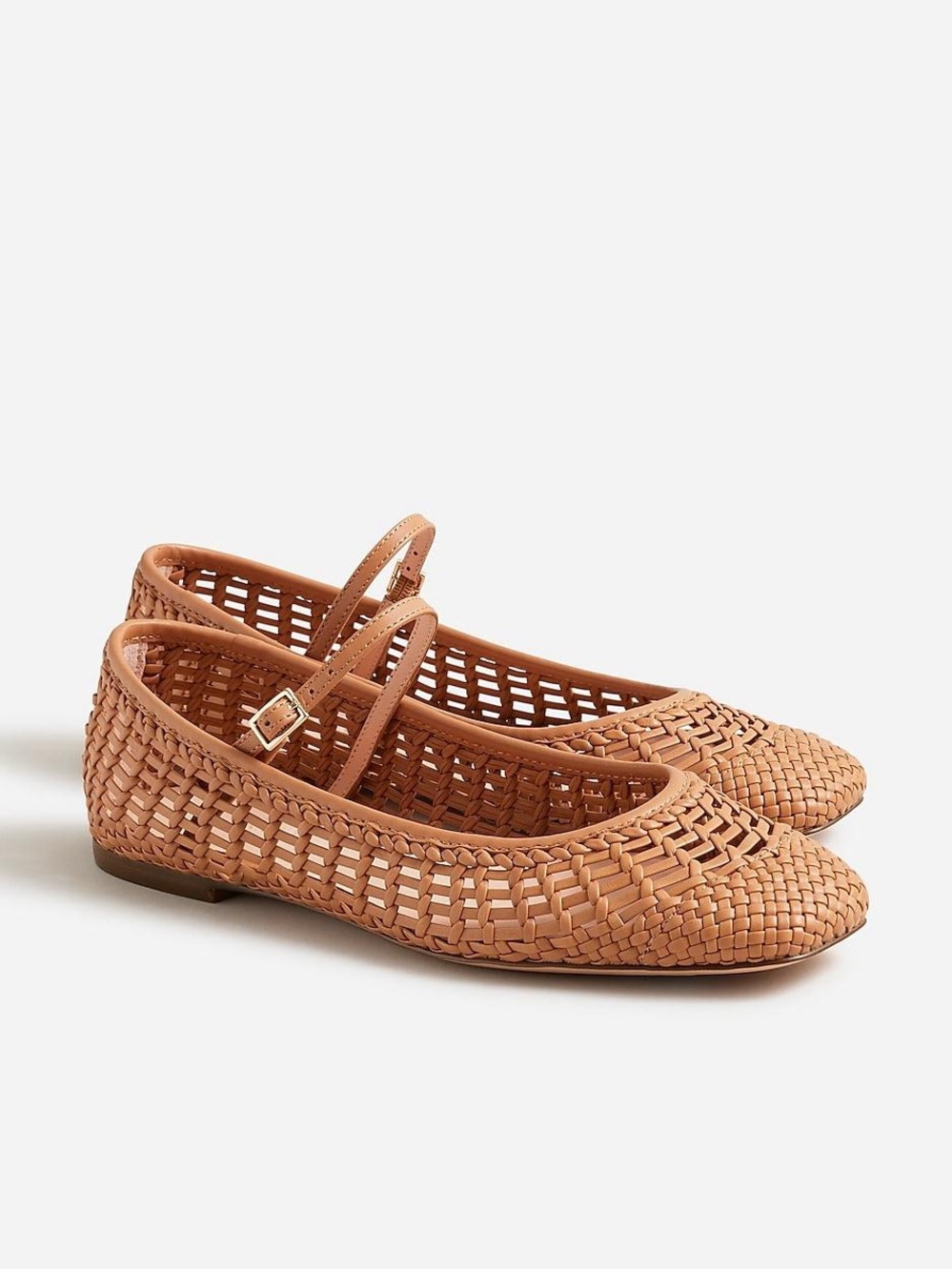 J. Crew Quinn - Woven Mary Jane Flats in Burnt Caramel